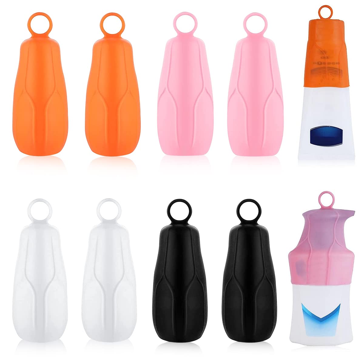 MAYCREATE 8 Pack Elastic Sleeves for Travel Bottles for Toiletries Leak Proofing, Silicone Cover for Bottle, Leakproof Travel Toiletry Bottles Sleeve Reusable Travel Accessories with Loop Handle MAYCREATE 8 Pack Elastic Sleeves for Travel Bottles for Toiletries Leak Proofing, Silicone Cover for Bottle, Leakproof Travel Toiletry Bottles Sleeve Reusable Travel Accessories with Loop Handle